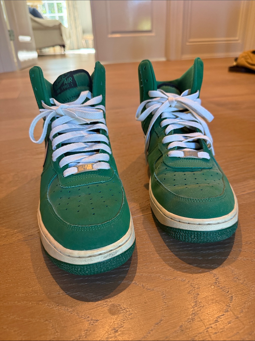 Nike Green Athletic Shoes With White Laces
